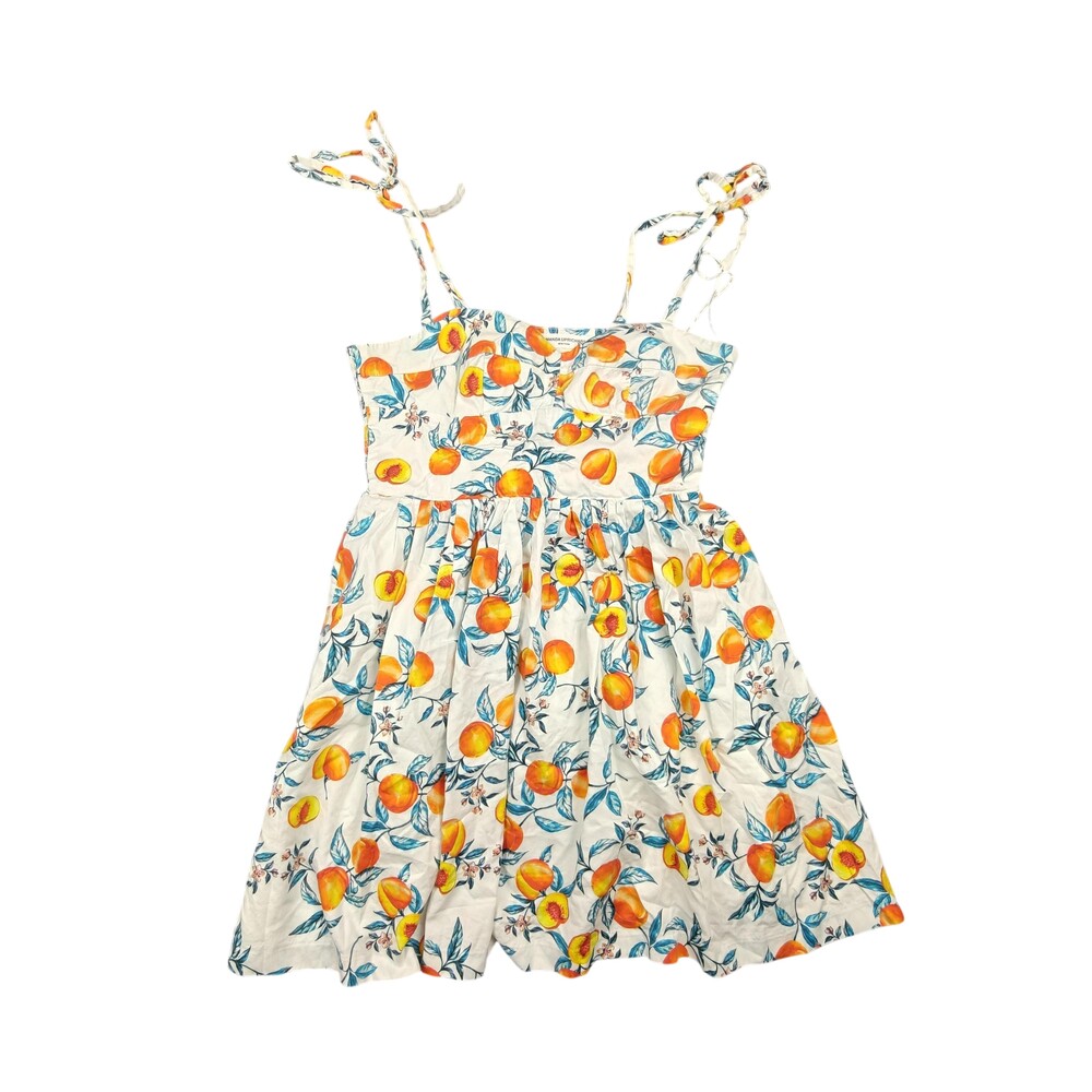 Amanda Uprichard Dress Womens Large White Peach Floral Sundress Sweetheart Lined